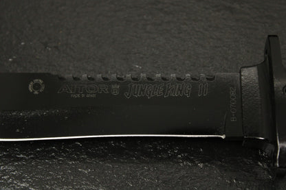 Aitor 16013 Jungle King II Fixed Black Powder Coated Blade Knife with Knurled Black Stainless Handle
