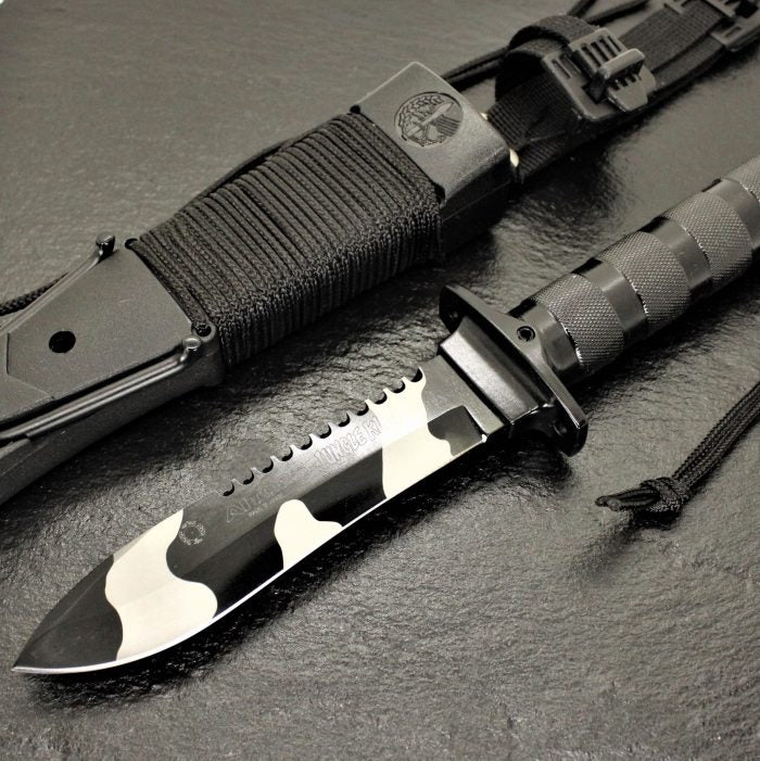 Aitor 16071 Jungle King II Spear Point Blade Knife with Black Knurled Stainless Handle
