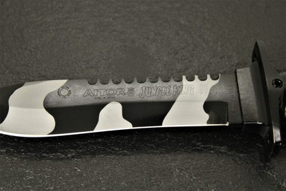 Aitor 16071 Jungle King II Spear Point Blade Knife with Black Knurled Stainless Handle
