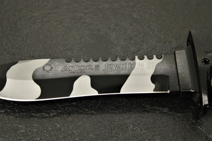 Aitor 16071 Jungle King II Spear Point Blade Knife with Black Knurled Stainless Handle

