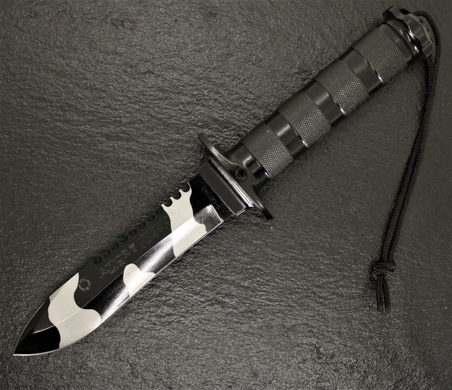 Aitor 16071 Jungle King II Spear Point Blade Knife with Black Knurled Stainless Handle
