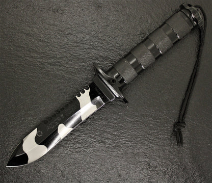 Aitor 16071 Jungle King II Spear Point Blade Knife with Black Knurled Stainless Handle
