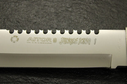 Aitor 16015 Jungle King I Fixed Stainless Clip Point Blade Knife with Knurled Stainless Handle
