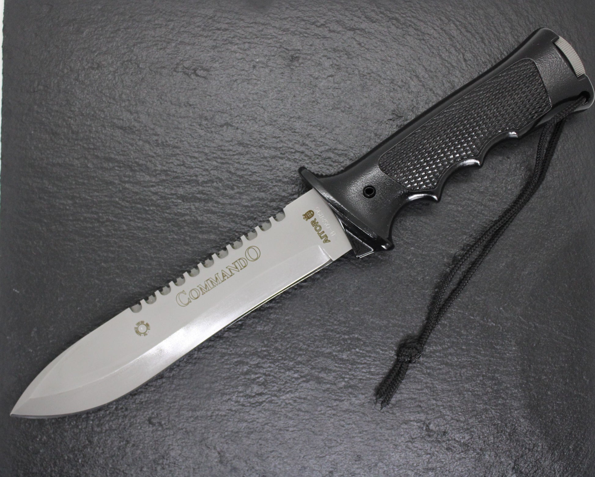 Aitor 16020 Commando & Survival Kit, 7" SS Plain Blade, Black Aluminum Handle, Black Nylon Sheath
