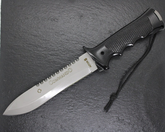 Aitor 16020 Commando & Survival Kit, 7" SS Plain Blade, Black Aluminum Handle, Black Nylon Sheath

