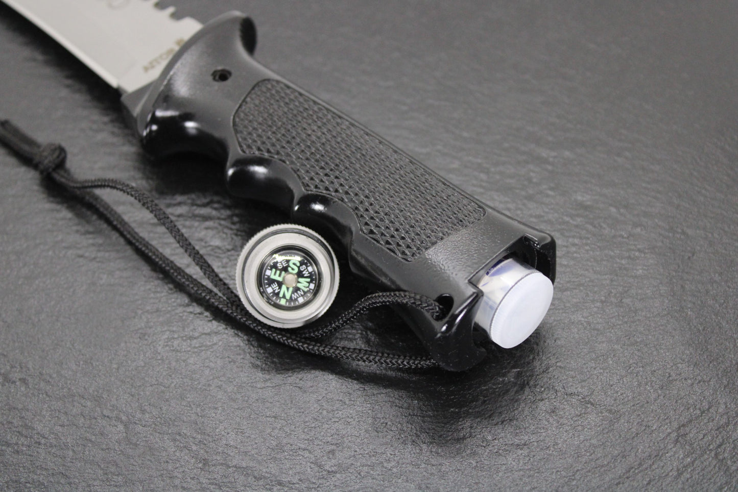 Aitor 16020 Commando & Survival Kit, 7" SS Plain Blade, Black Aluminum Handle, Black Nylon Sheath
