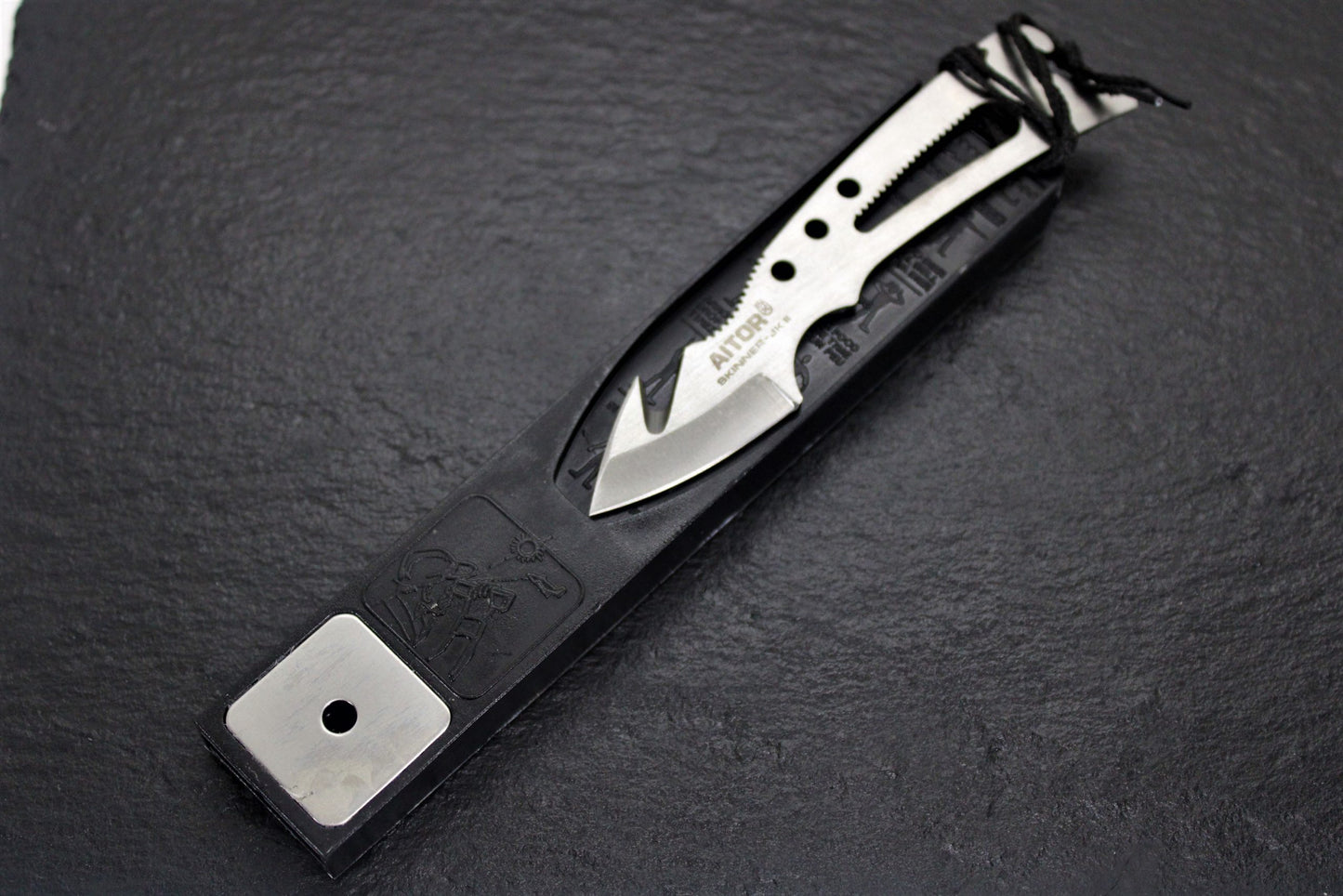 Aitor 16071 Jungle King II Spear Point Blade Knife with Black Knurled Stainless Handle
