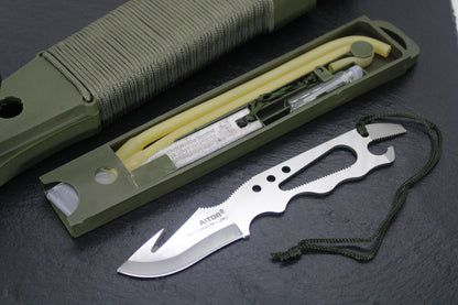 Aitor 16015 Jungle King I Fixed Stainless Clip Point Blade Knife with Knurled Stainless Handle
