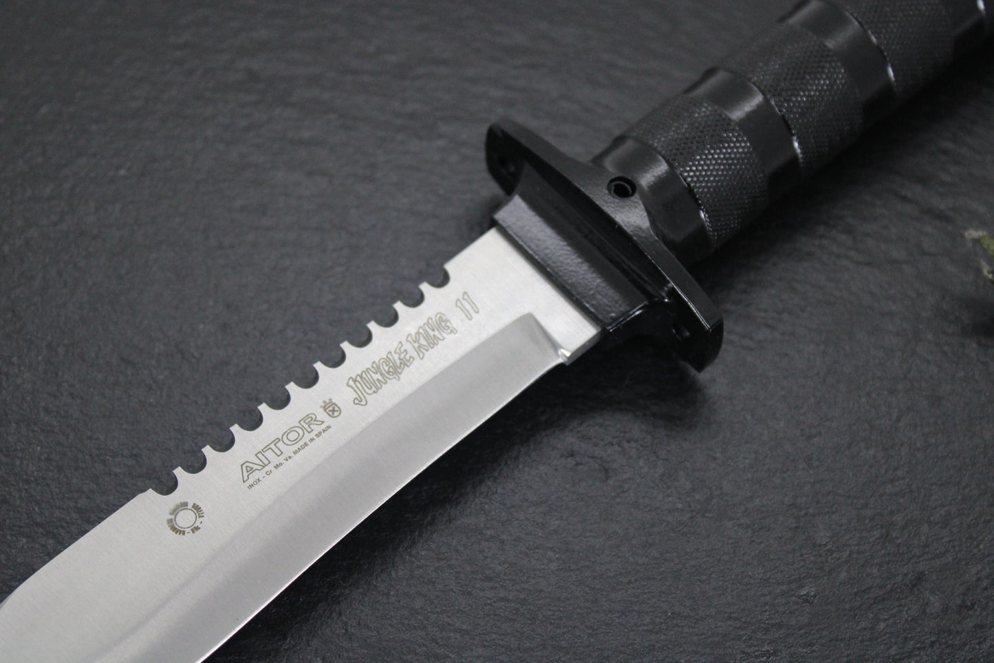 AITOR Jungle King II Fixed 5-1/2" Satin Plain Blade, Molded Polyamide Sheath Plus Survival Kit - AI16012