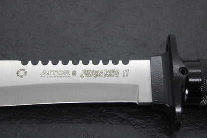 AITOR Jungle King II Fixed 5-1/2" Satin Plain Blade, Molded Polyamide Sheath Plus Survival Kit - AI16012