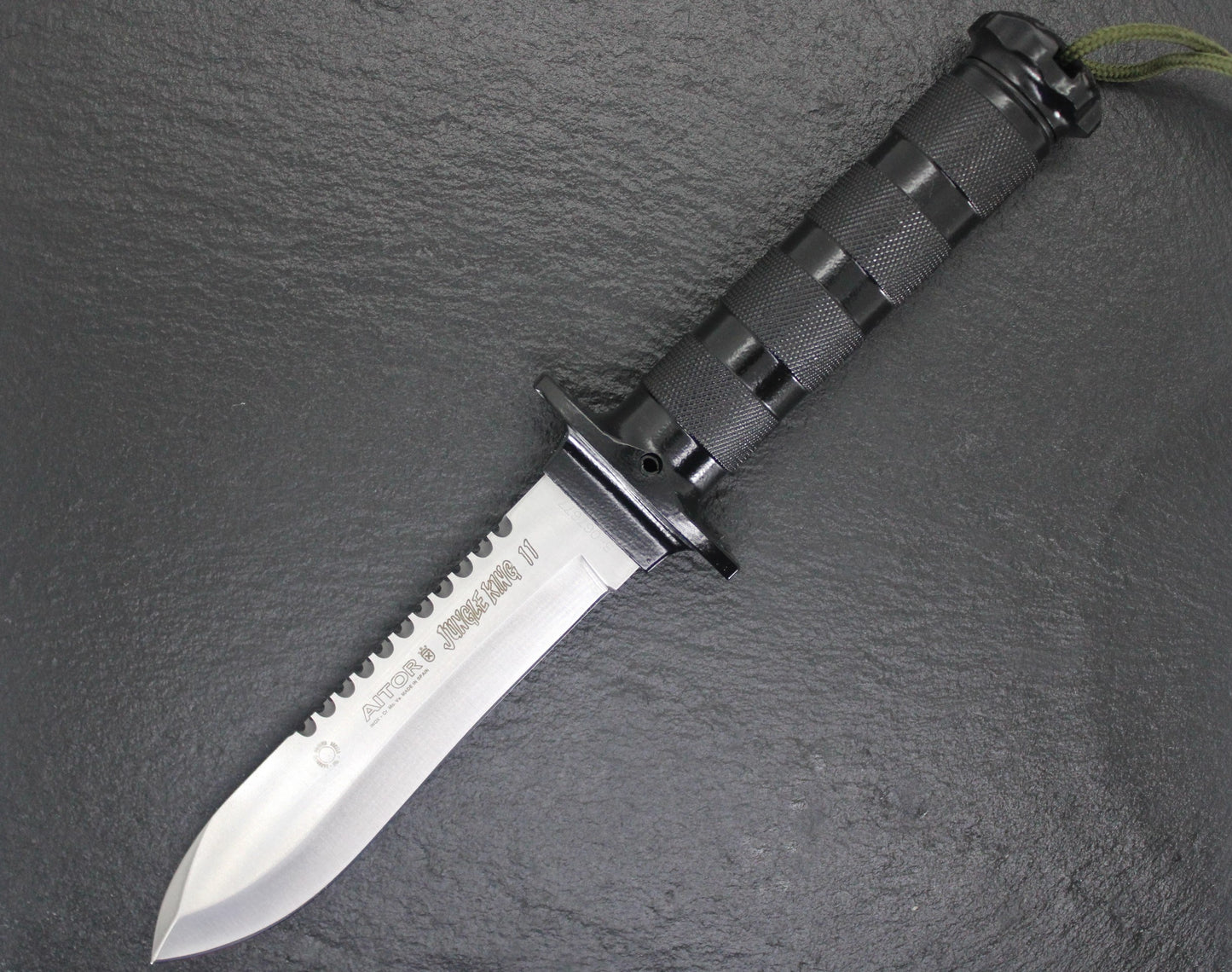 AITOR Jungle King II Fixed 5-1/2" Satin Plain Blade, Molded Polyamide Sheath Plus Survival Kit - AI16012