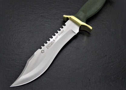 Aitor 16009 Oso Blanco Stainless Clip Point Fixed Blade Knife with Green Textured Polymer Handle
