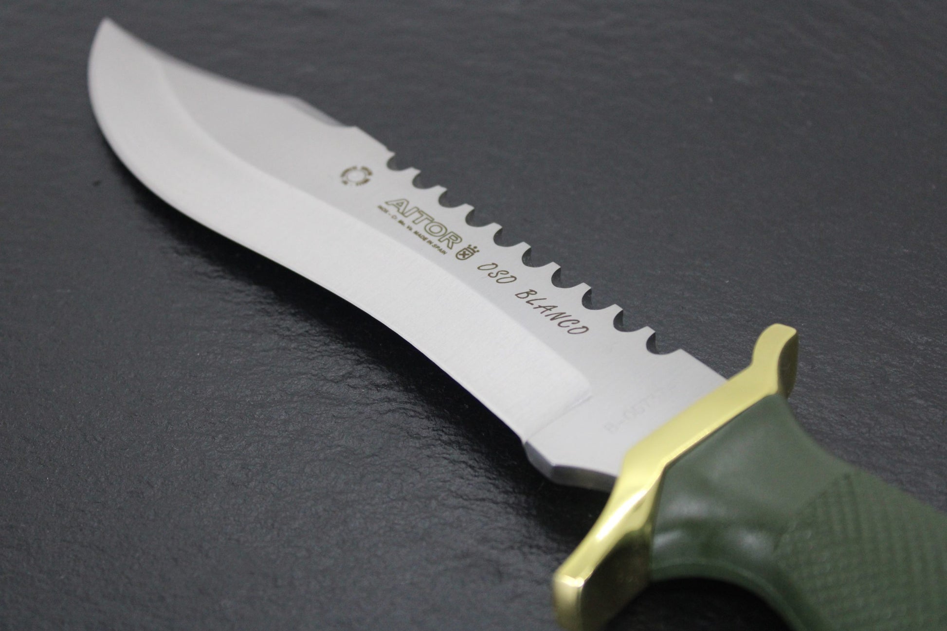 Aitor 16009 Oso Blanco Stainless Clip Point Fixed Blade Knife with Green Textured Polymer Handle
