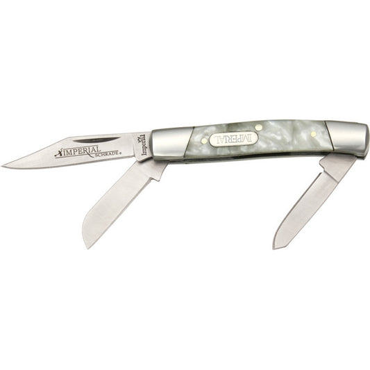 Imperial Schrade 14 Small Stockman Folding Pocket Knife with Cracked Ice Celluloid Handle
