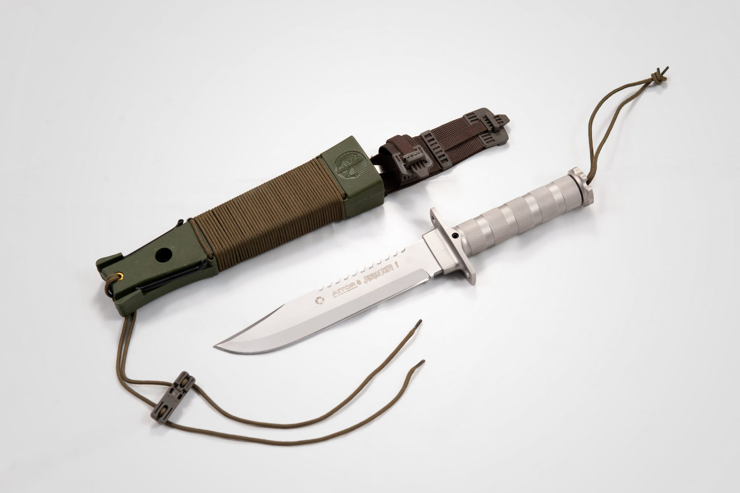 Aitor 16015 Jungle King I Fixed Stainless Clip Point Blade Knife with Knurled Stainless Handle

