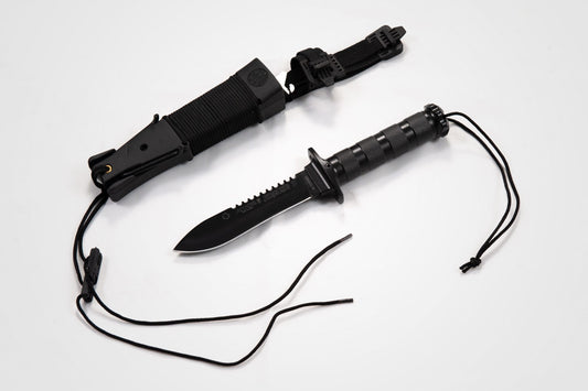 Aitor 16013 Jungle King II Fixed Black Powder Coated Blade Knife with Knurled Black Stainless Handle