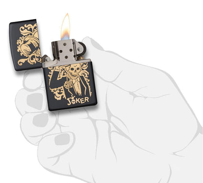 Zippo Bronze Joker Engraved Black Matte Lighter