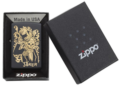 Zippo Bronze Joker Engraved Black Matte Lighter