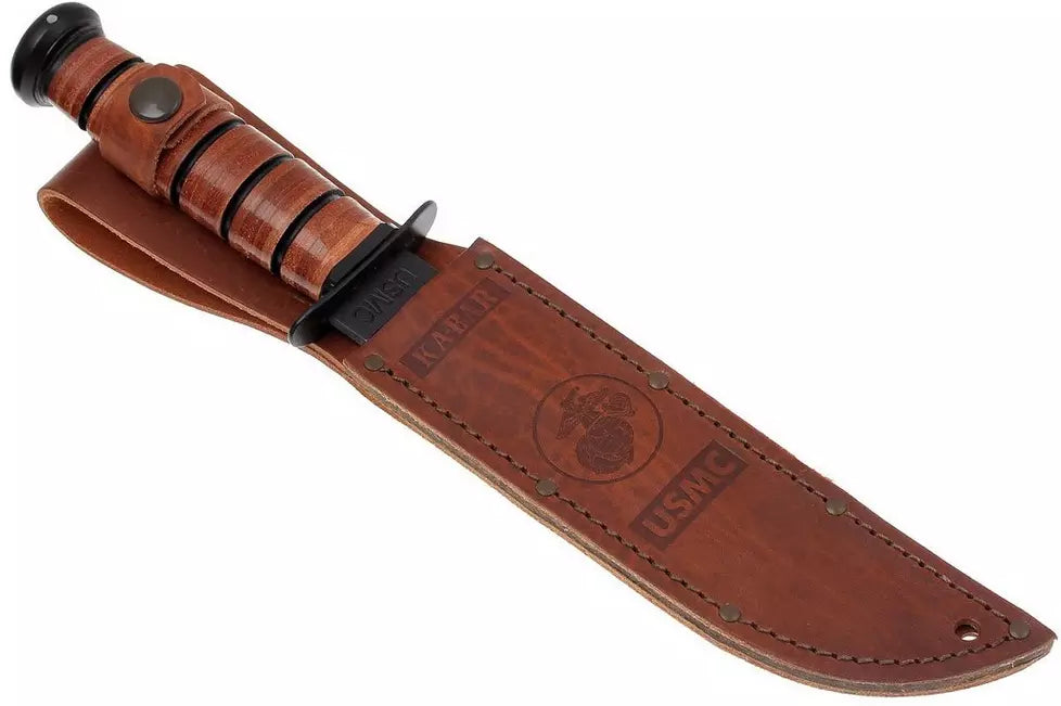 KA-BAR USMC 1217 plain edge, leather, Leather sheath
