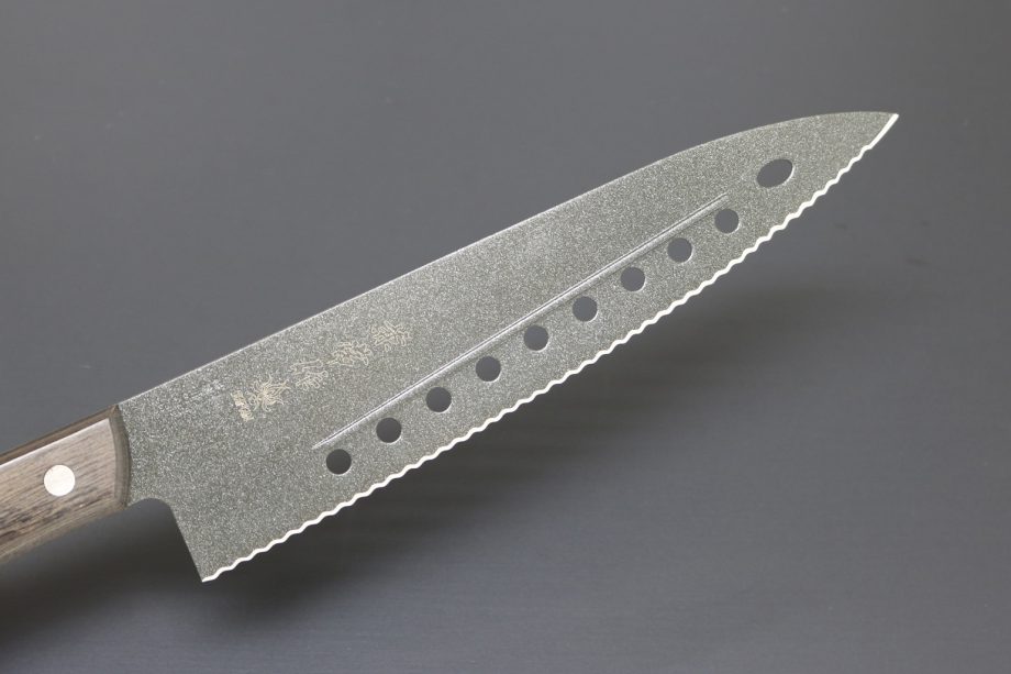 Kanetsune Gyutou Serrated FC-G210-S chef's knife brown wood stainless steel serrated edge