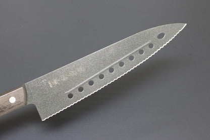 Kanetsune Gyutou Serrated FC-G210-S chef's knife brown wood stainless steel serrated edge