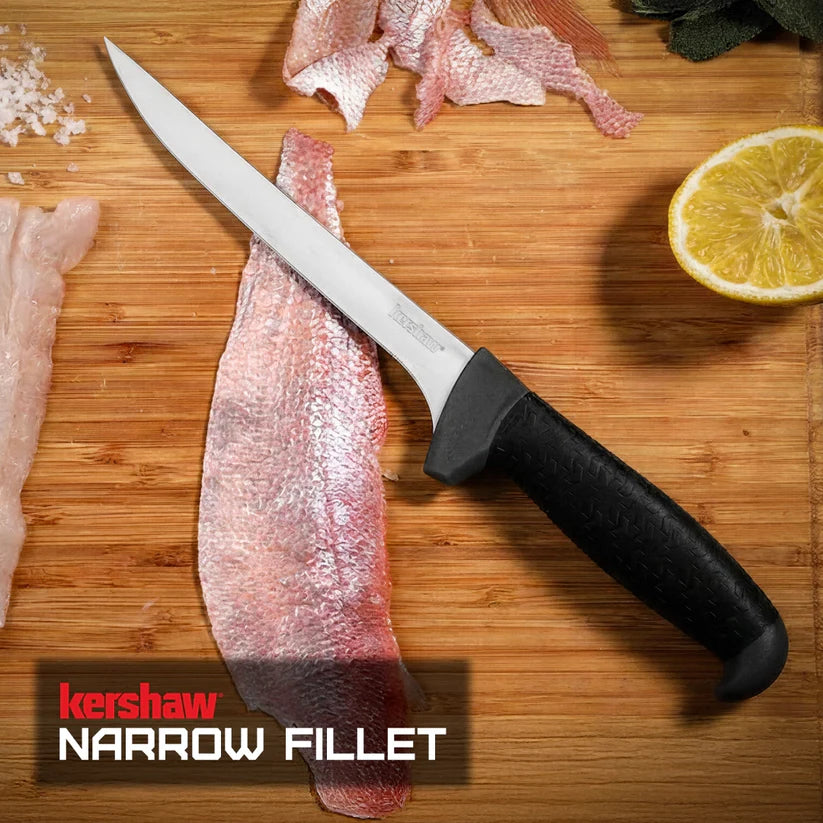 Kershaw Narrow Fillet Blade 1247X fishing knife with slim stainless steel fillet blade, ideal for precision fish filleting and outdoor use – MJ Outdoors Gear UK