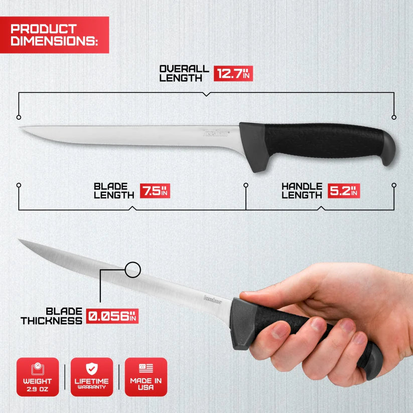 Kershaw Narrow Fillet Blade 1247X fishing knife with slim stainless steel fillet blade, ideal for precision fish filleting and outdoor use – MJ Outdoors Gear UK