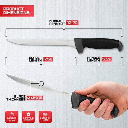 Kershaw Narrow Fillet Blade 1247X fishing knife with slim stainless steel fillet blade, ideal for precision fish filleting and outdoor use – MJ Outdoors Gear UK