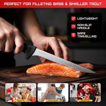 Kershaw Narrow Fillet Blade 1247X fishing knife with slim stainless steel fillet blade, ideal for precision fish filleting and outdoor use – MJ Outdoors Gear UK