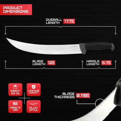 Kershaw 12-inch Curved Fillet Knife for large fish and game processing – high-quality precision knife from MJ Outdoors Gear UK.