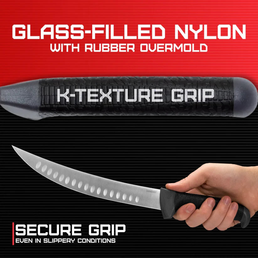 Kershaw Curved Fillet Knife 9-inch blade 1242GEX for precise fish filleting, sharp stainless steel fishing knife by MJ Outdoors Gear UK.