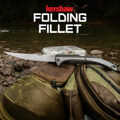 Kershaw Folding Fillet 1258X knife with sharp stainless steel blade and foldable design, ideal for fishing and filleting – MJ Outdoors Gear UK