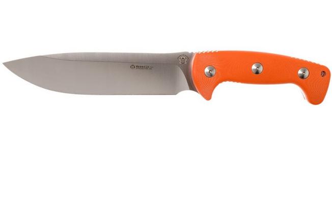 Maserin Hunting 978 Orange G10 Fixed Blade Knife – 440C Steel with Leather Sheath