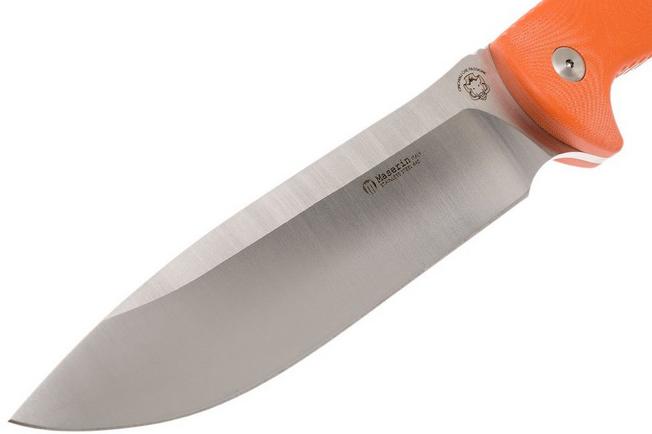 Maserin Hunting 978 Orange G10 Fixed Blade Knife – 440C Steel with Leather Sheath