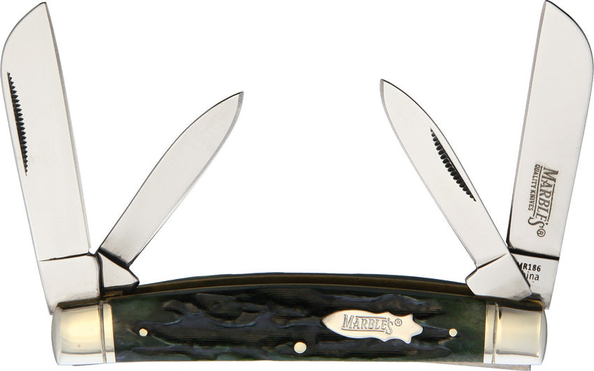 Marbles 186 Congress Finish Knife Green Handles
