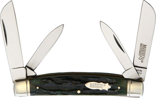 Marbles 186 Congress Finish Knife Green Handles
