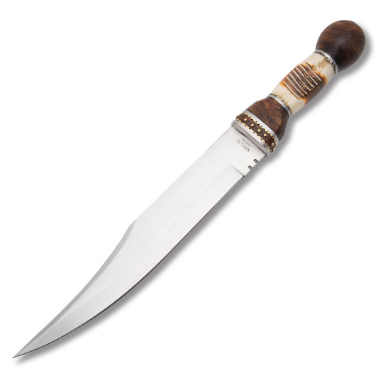 Marble's Wood and Torched Bone Satin Bowie Blade MR570
