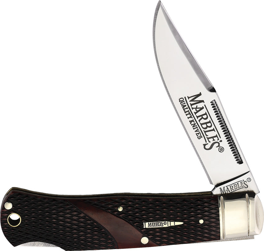 Marbles Lockback Brown Checkered Bone KA60W by Marbles