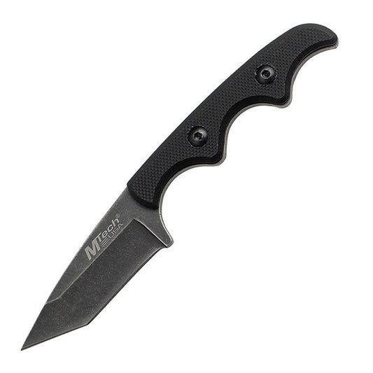 MTech New Precision Tactical Neck Knife | 5" Overall, Black, G10 Handle, MT673
