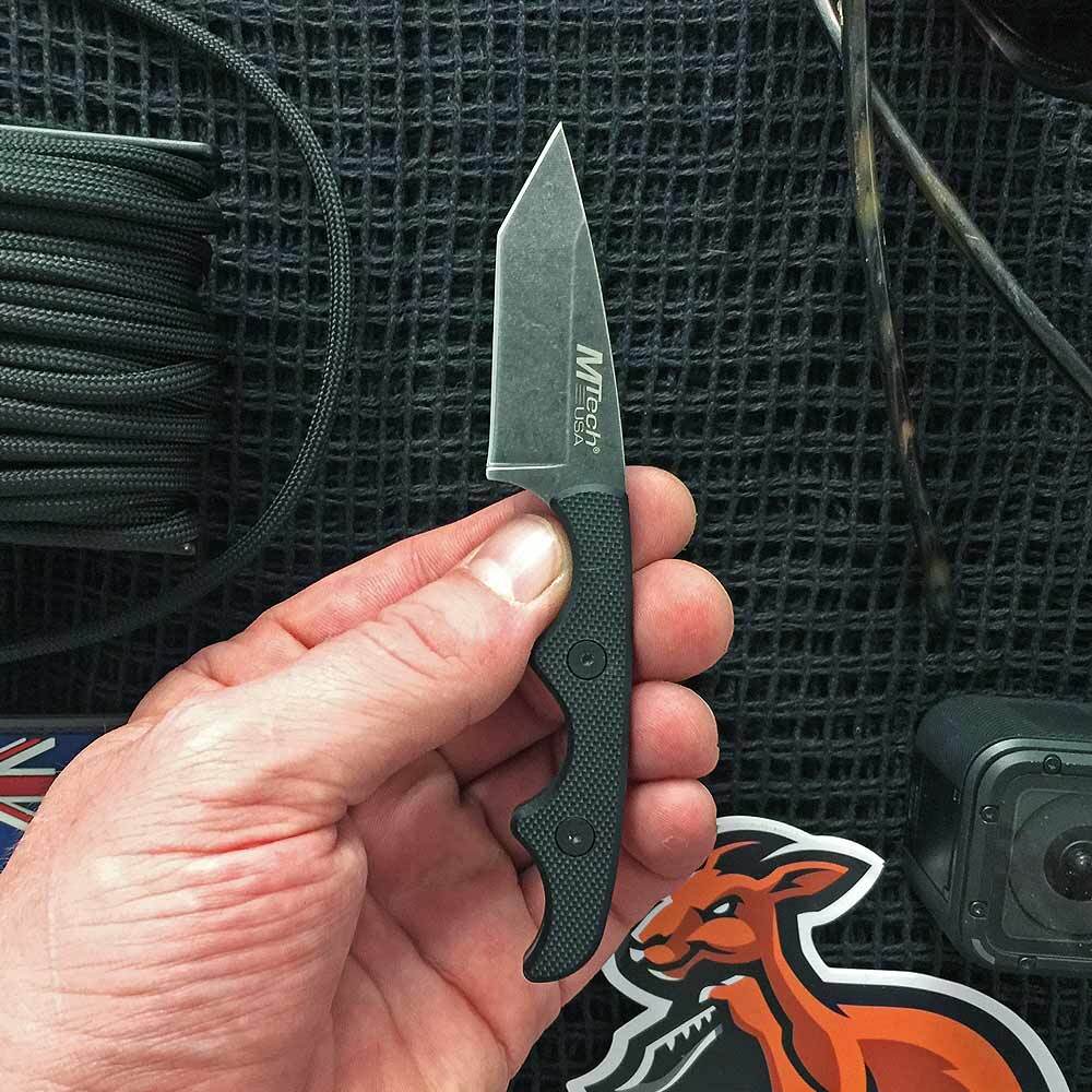 MTech New Precision Tactical Neck Knife | 5" Overall, Black, G10 Handle, MT673
