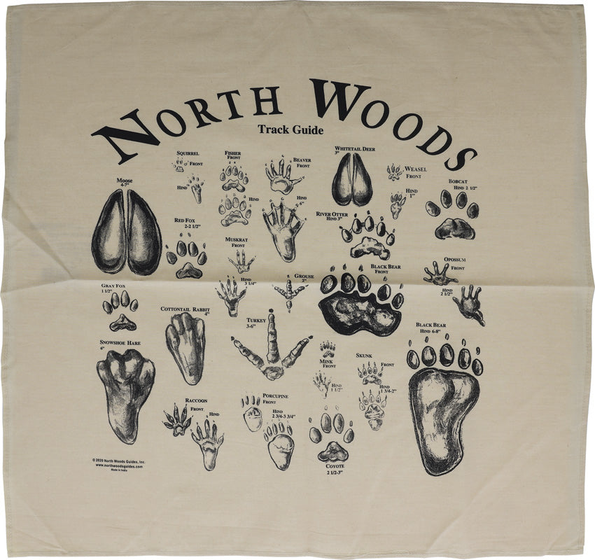 North Woods Field Guides Animal Track Bandana Tan - outdoor gear storage - image 1