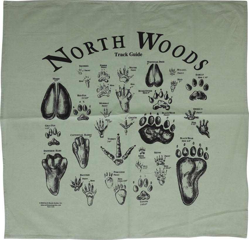 North Woods Field Guides Animal Track Bandana Green - outdoor gear storage - image 1
