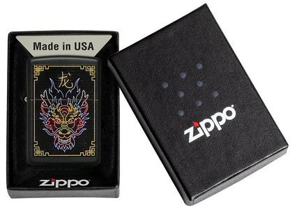 Zippo Neon Dragon Design Black Matte Windproof Lighter – Made in USA - Shop now at Mjoutdoorsgear UK
