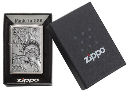 Zippo Patriotic Eagle Emblem Windproof Lighter – Made in USA - Shop now at mjoutdoorsgear UK