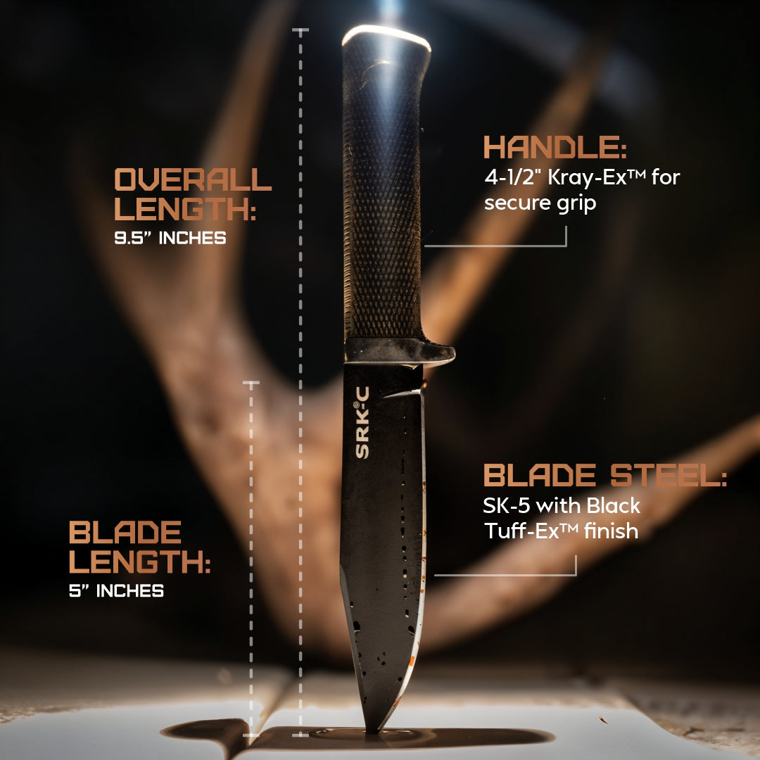 Cold Steel SRK Compact Fixed Blade CS49LCKD - durable tactical fixed blade knife with textured grip handle