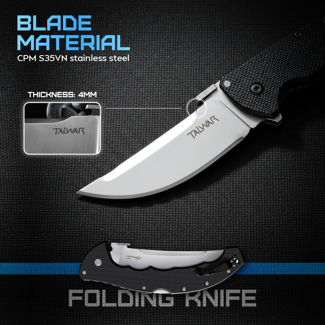 Cold Steel Talwar 4" Plain Edge Folding Knife – S35VN Steel