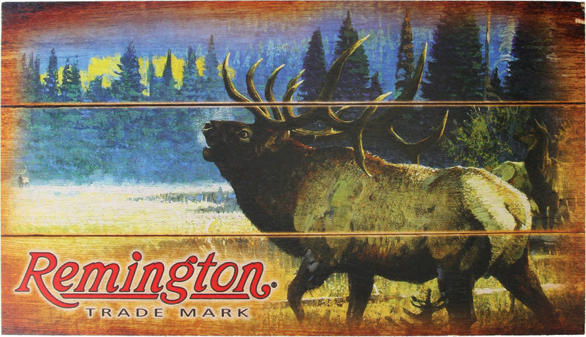 Remington Bugling Elk Wood Sign - outdoor lifestyle sign - image 1