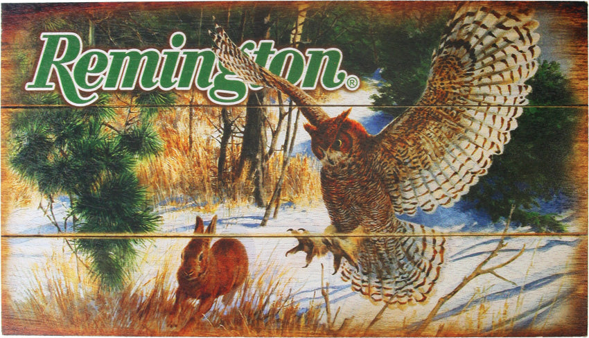 Remington Owl and Rabbit Wood Sign - outdoor lifestyle sign - image 2