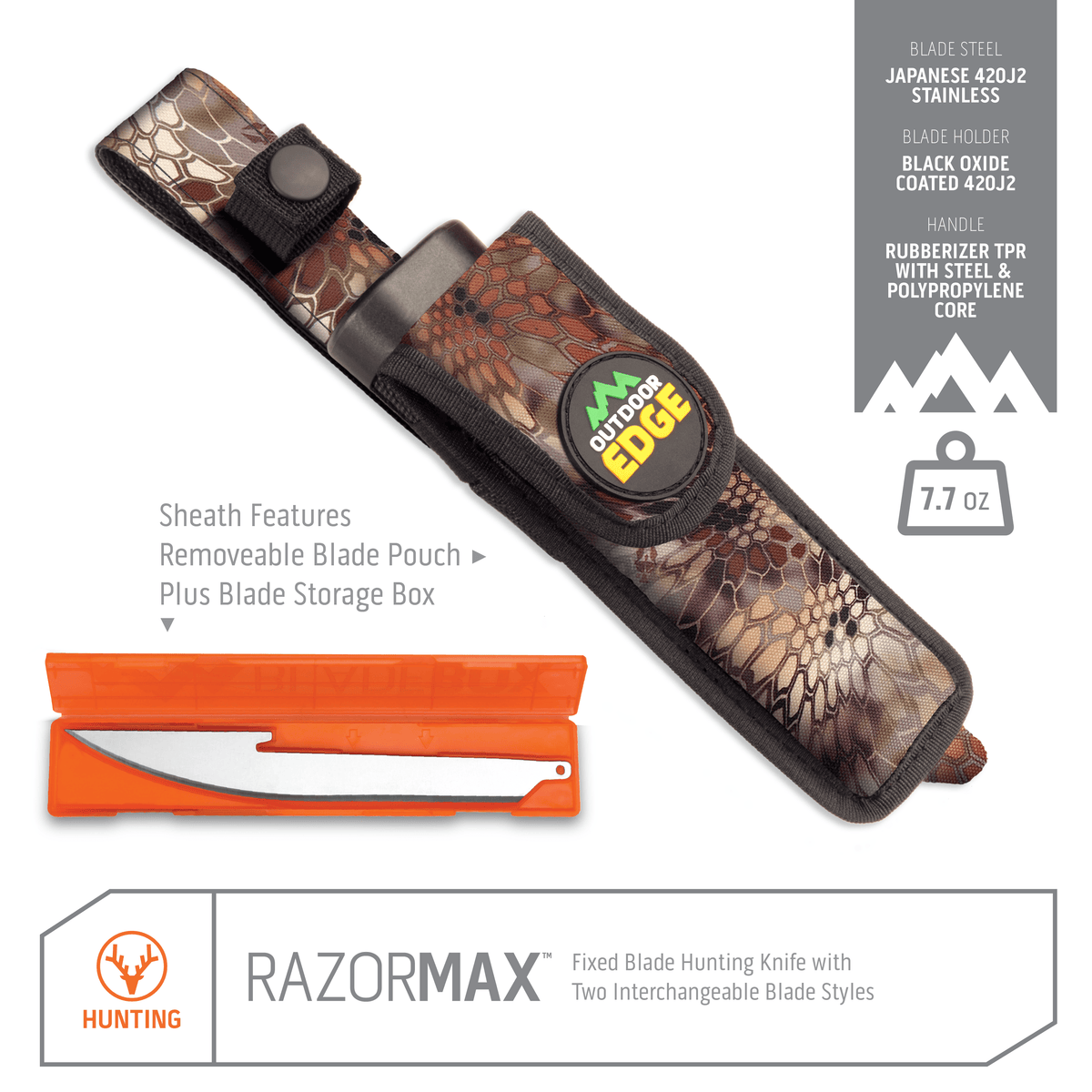 Outdoor Edge RazorMax Replaceable Blade Hunting Knife, Blaze Orange RMB-20C – image 3