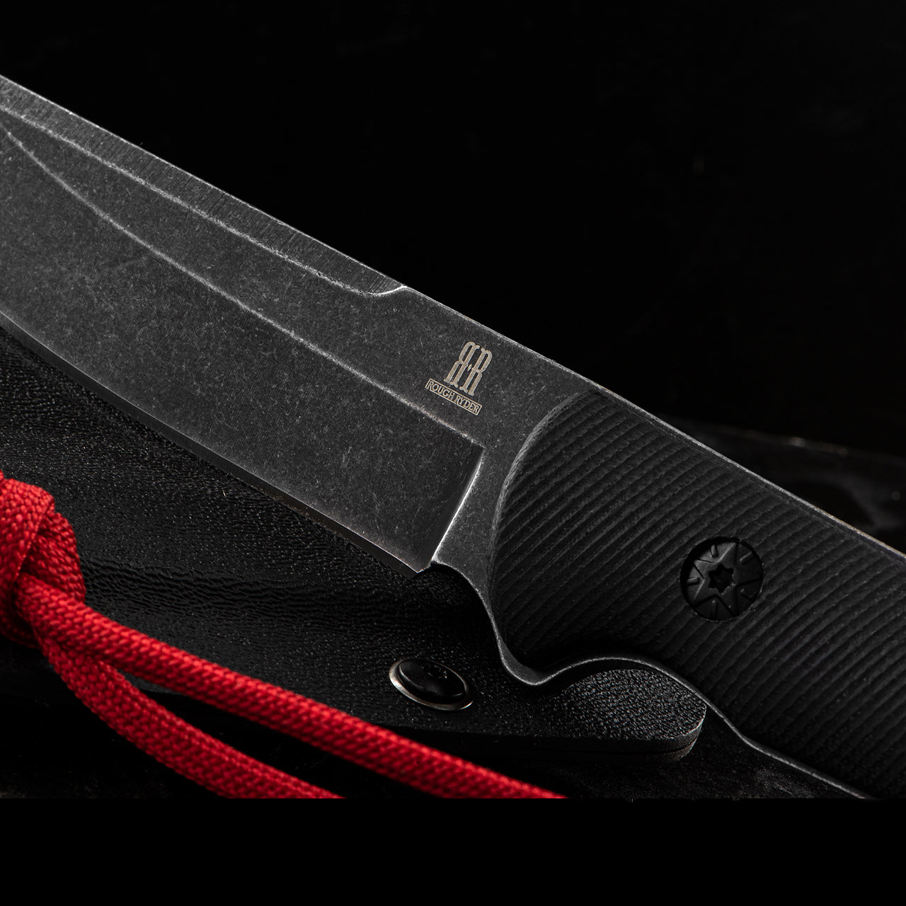 Rough Rider 1821 Fixed Black Stonewash Blade Knife with Black G10 Handle and Kydex Sheath
